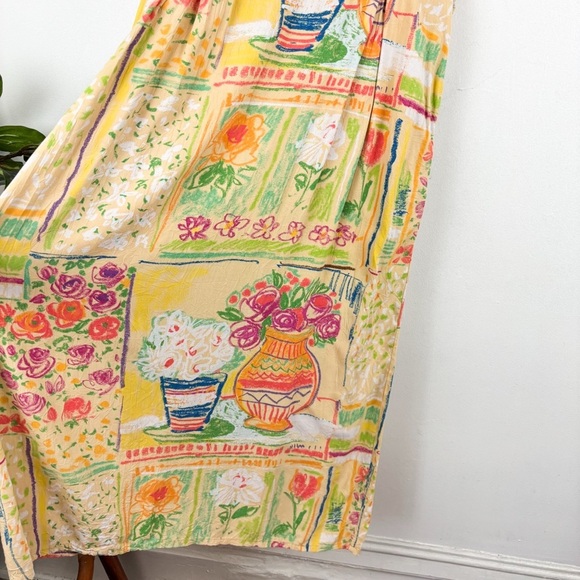 VTG Jams World Quirky Crayon Print Sleeveless Maxi Dress Sz M - Picture 6 of 9